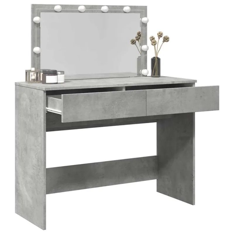 Kosmetinis staliukas su LED, betono pilkas, 100x40x120cm