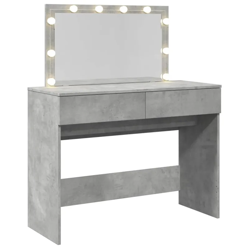 Kosmetinis staliukas su LED, betono pilkas, 100x40x120cm