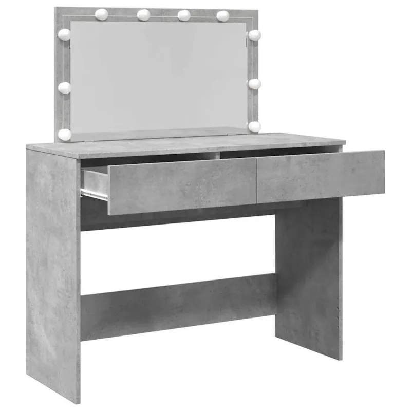 Kosmetinis staliukas su LED, betono pilkas, 100x40x120cm
