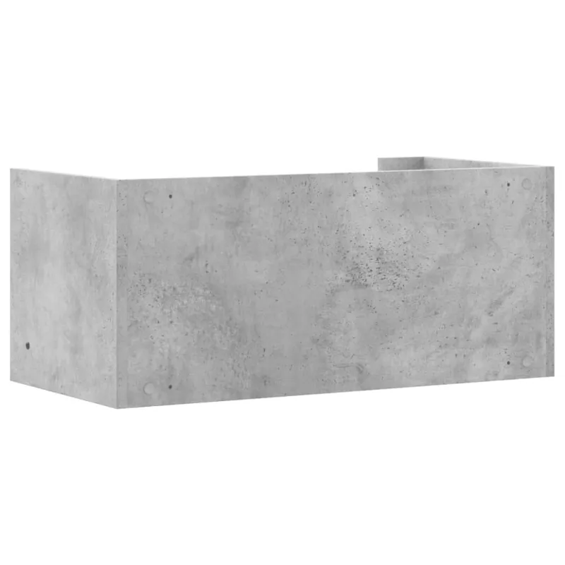 Sieninė lentyna, betono pilka, 70,5x35x30,5cm, apdirbta mediena