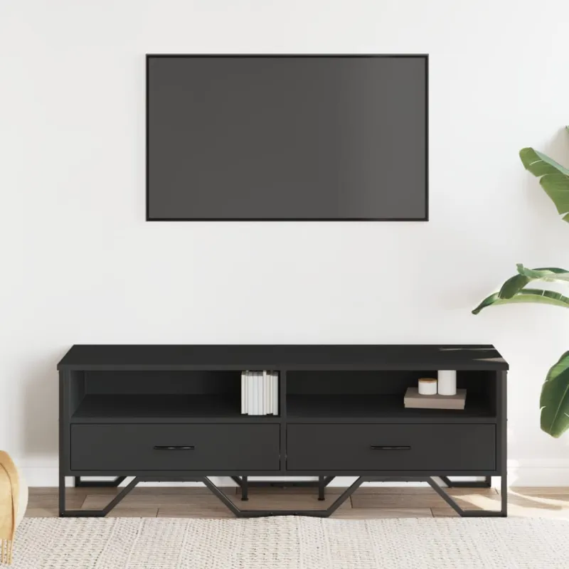 Televizoriaus spintelė, juoda, 122x34x41cm, apdirbta mediena