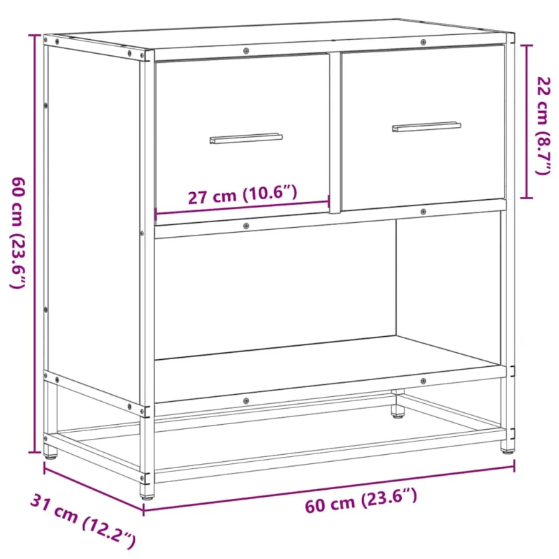 naktinė spintelė Juoda 60x31x60 cm Mediena ir metalas