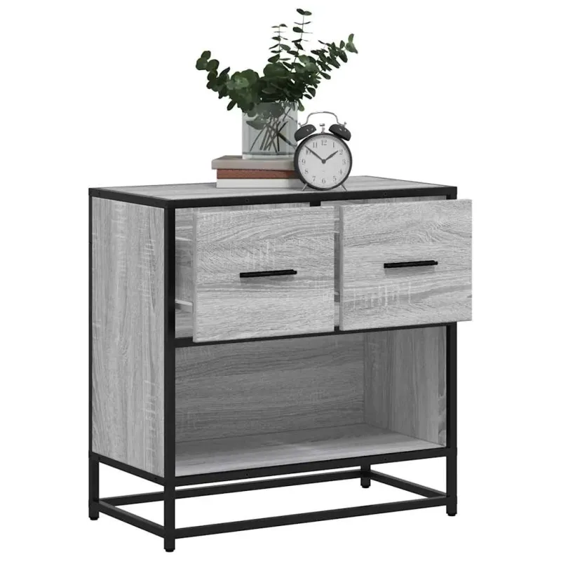 naktinė spintelė Pilka Sonoma 60x31x60 cm Mediena ir metalas