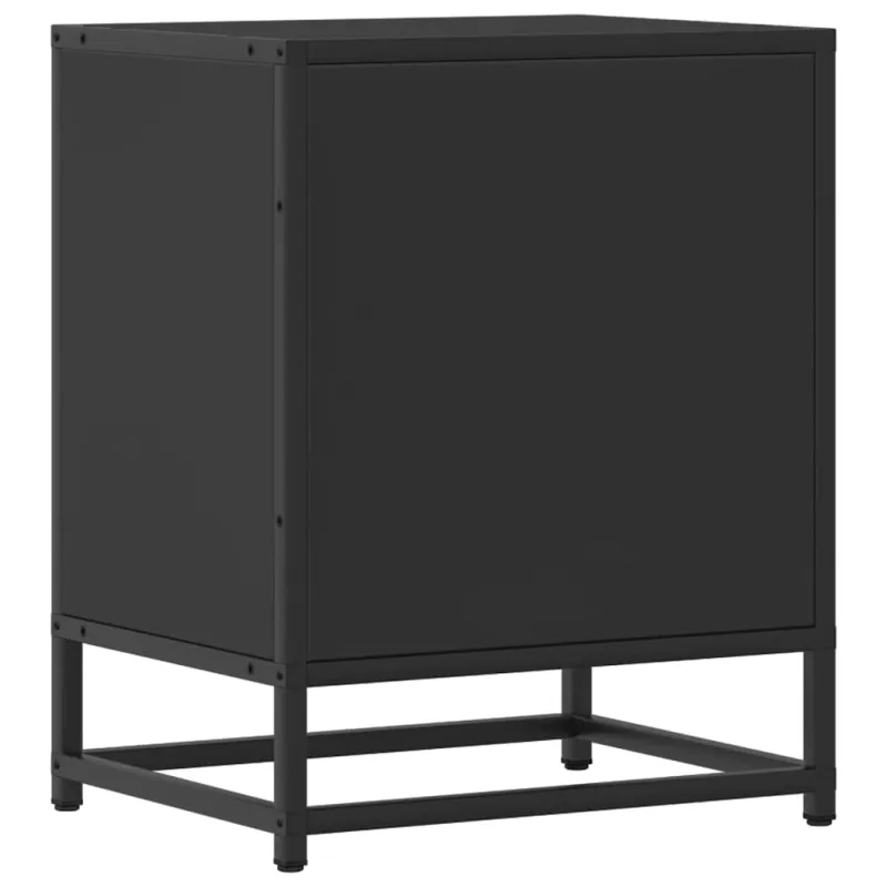 Spintelė prie lovos Juoda 40x31x50 cm Mediena ir metalas