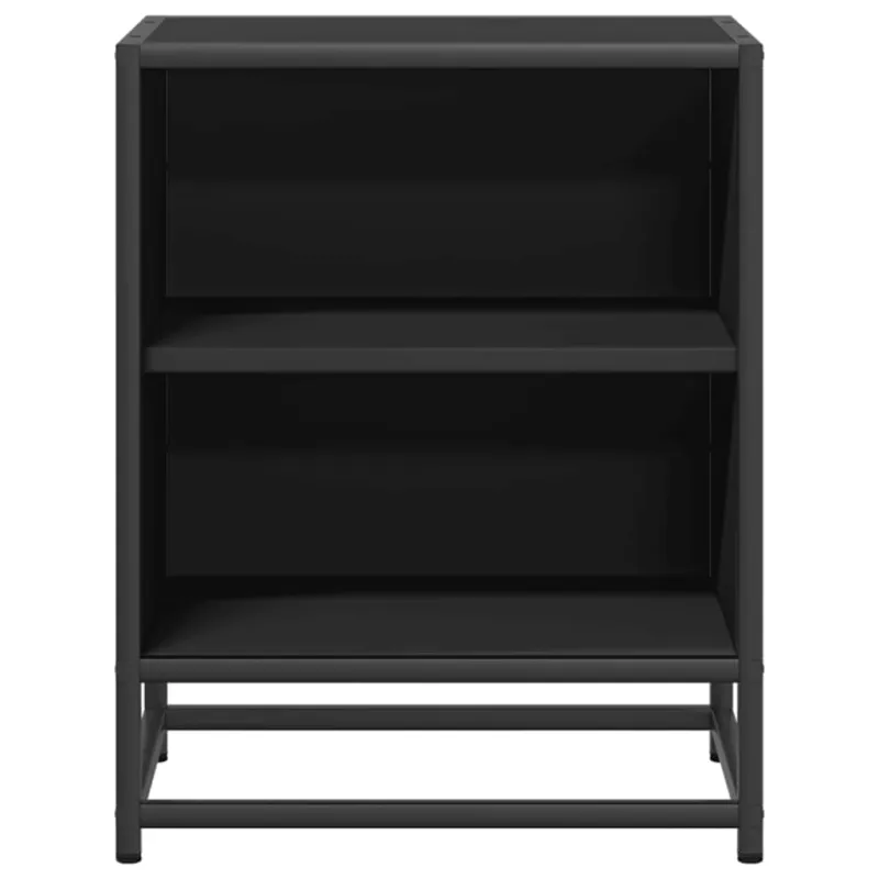 Spintelės prie lovos 2 vnt Juodos 40x31x50cm Mediena ir metalas