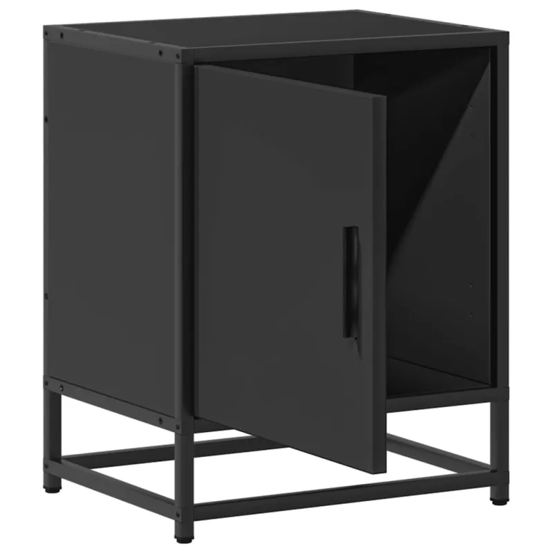 Spintelė prie lovos Juoda 40x31x50 cm Mediena ir metalas