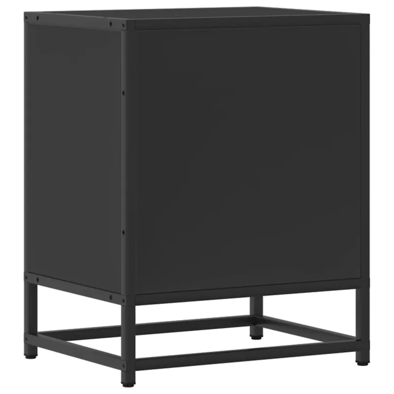 Spintelė prie lovos Juoda 40x31x50 cm Mediena ir metalas