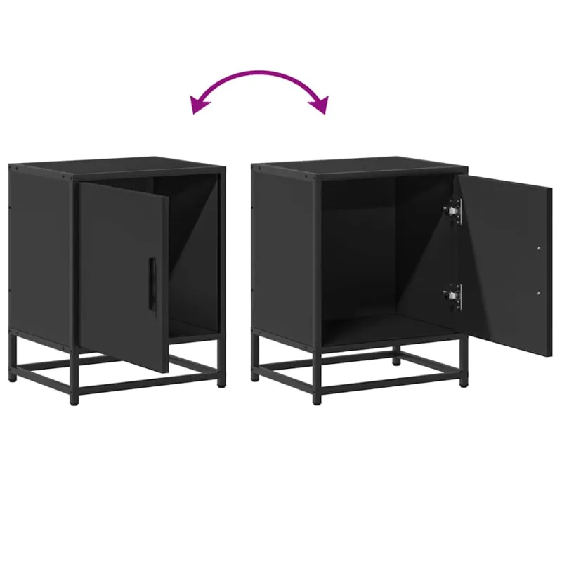 Spintelė prie lovos Juoda 40x31x50 cm Mediena ir metalas