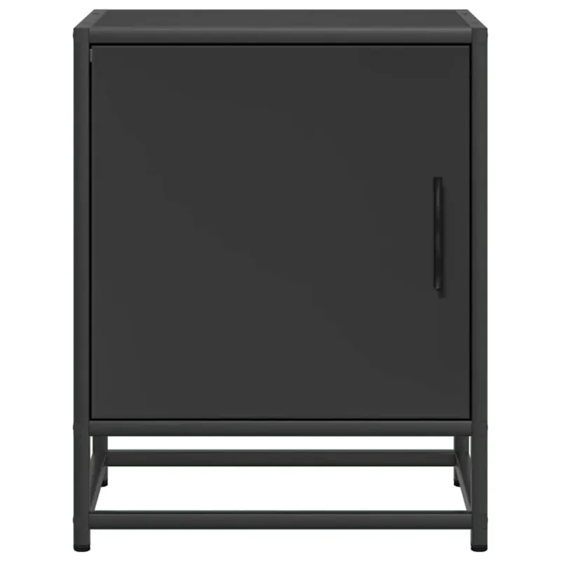 Spintelės prie lovos 2 vnt Juodos 40x31x50cm Mediena ir metalas