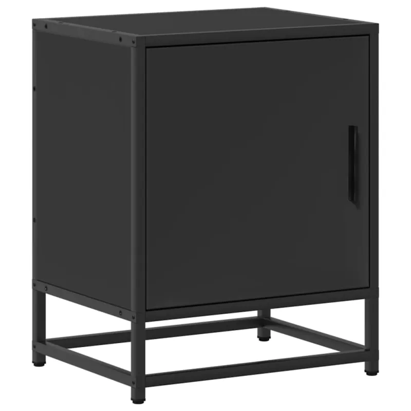 Spintelės prie lovos 2 vnt Juodos 40x31x50cm Mediena ir metalas