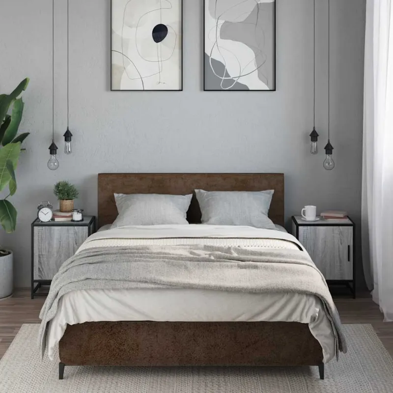 Spintelės prie lovos 2 vnt Pilka Sonoma 40x31x50 cm