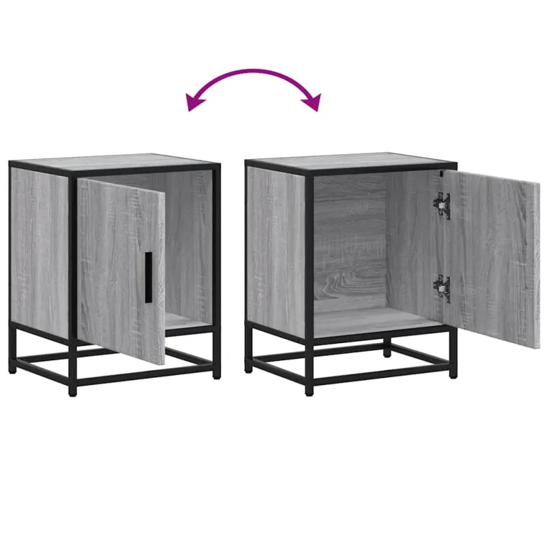 Spintelės prie lovos 2 vnt Pilka Sonoma 40x31x50 cm