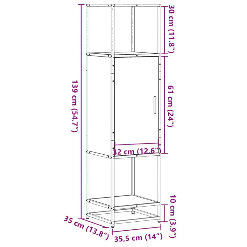 Highboard Gray Sonoma inžinerinis medis ir metalas