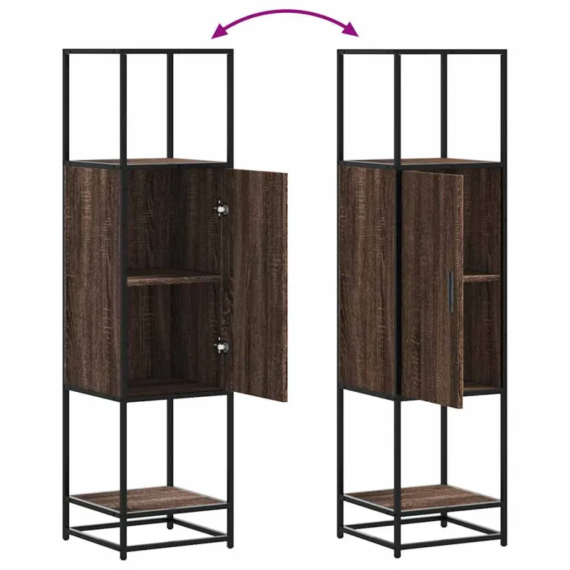 Highboard Rudas ąžuolas 35,5x35x139 cm Mediena ir metalas