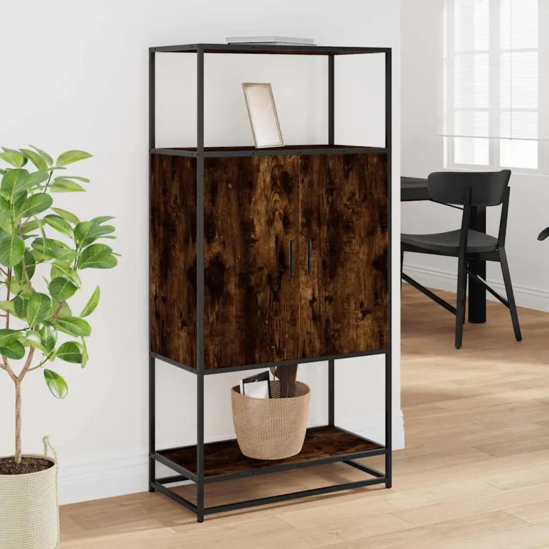 Highboard rūkytas ąžuolas 68x35x139 cm Mediena ir metalas