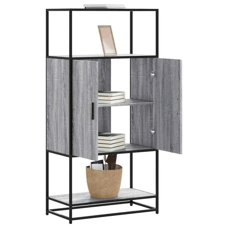 Highboard Pilka Sonoma 68x35x139 cm Mediena ir metalas