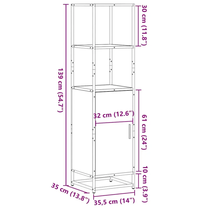 Highboard Gray Sonoma inžinerinis medis ir metalas
