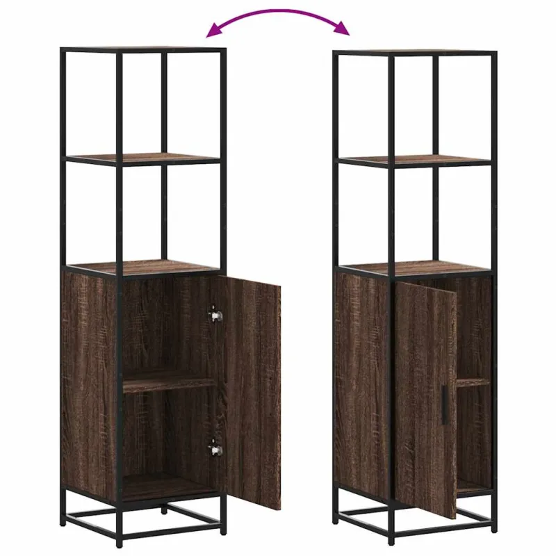 Highboard Rudas ąžuolas 35,5x35x139 cm Mediena ir metalas