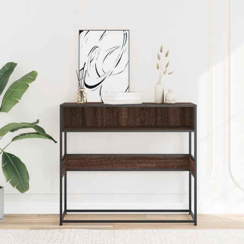 Konsolinis staliukas, rudas ąžuolo, 90x35x80cm, mediena
