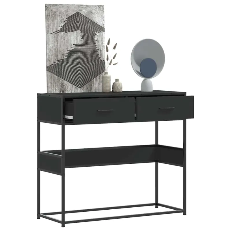 konsolinis stalas juodas 90x35x80 cm inžinierinis medis