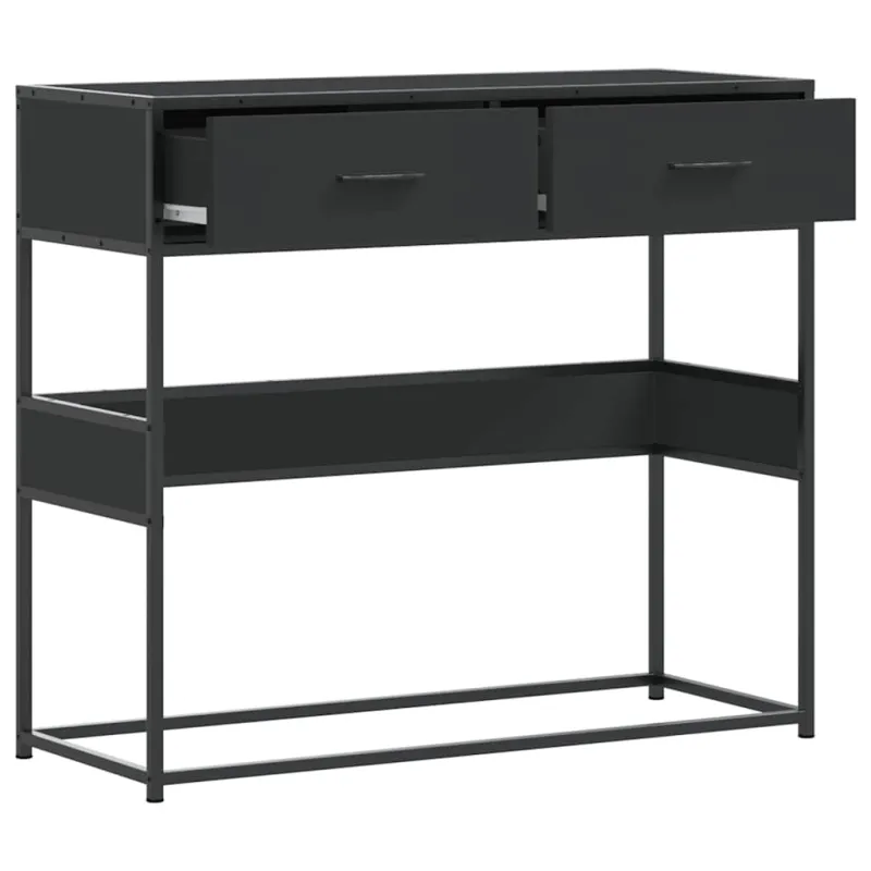konsolinis stalas juodas 90x35x80 cm inžinierinis medis