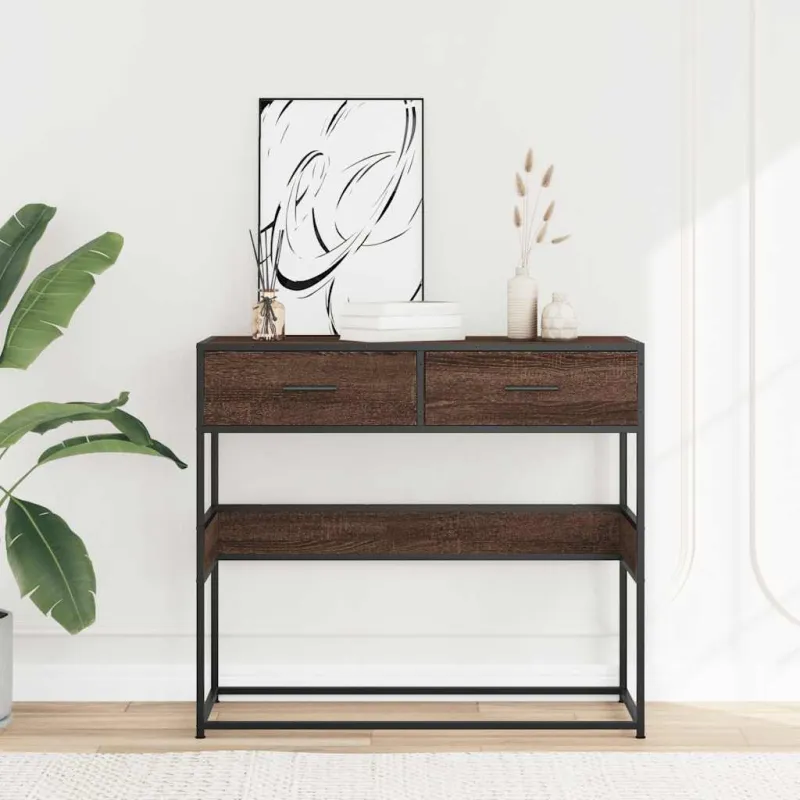 Konsolinis staliukas, rudas ąžuolo, 90x35x80cm, mediena