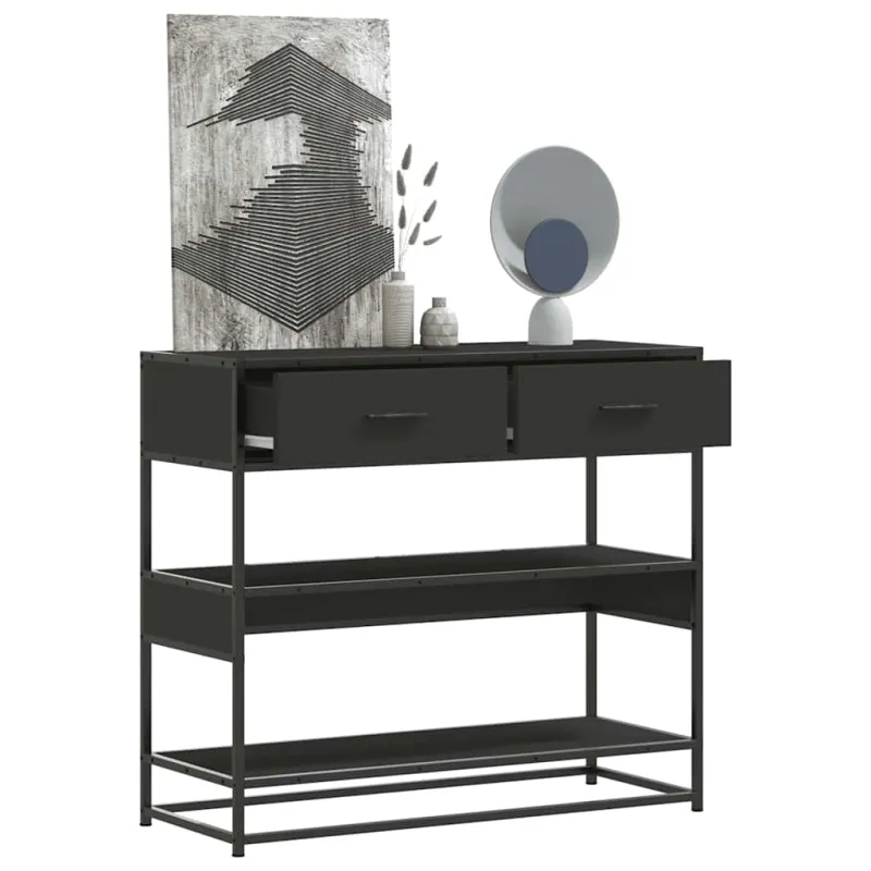 konsolinis stalas juodas 90x35x80 cm inžinierinis medis