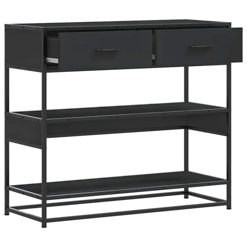 konsolinis stalas juodas 90x35x80 cm inžinierinis medis