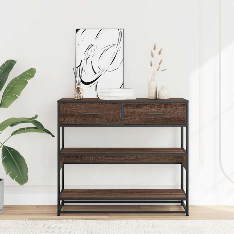 Konsolinis staliukas, rudas ąžuolo, 90x35x80cm, mediena