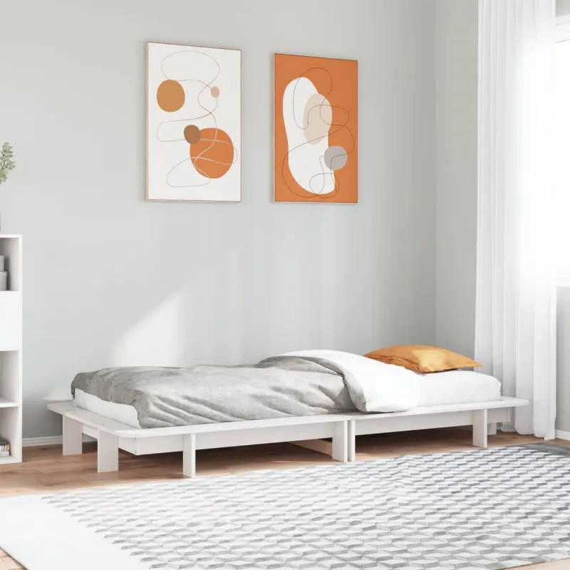 Lovos rėmas be čiužinio, baltas, 100x200cm, pušies masyvas