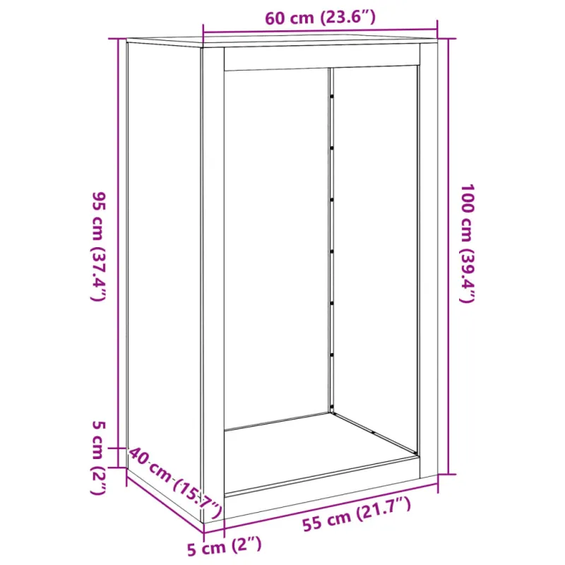 Stovas malkoms, antracito spalvos, 60x40x100cm, plienas