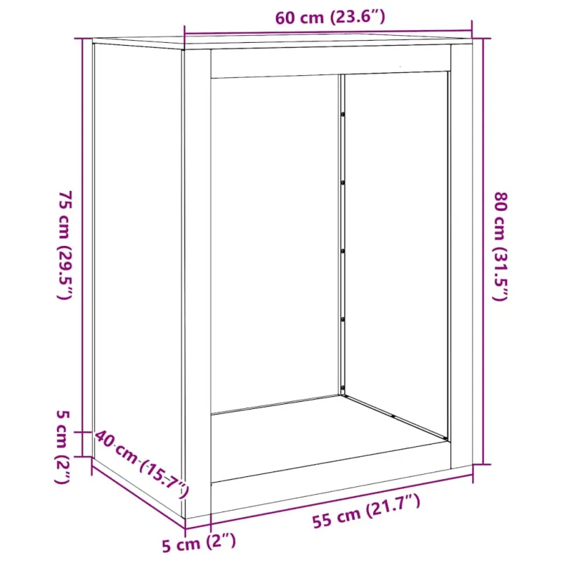 Stovas malkoms, 60x40x80cm, galvanizuotas plienas