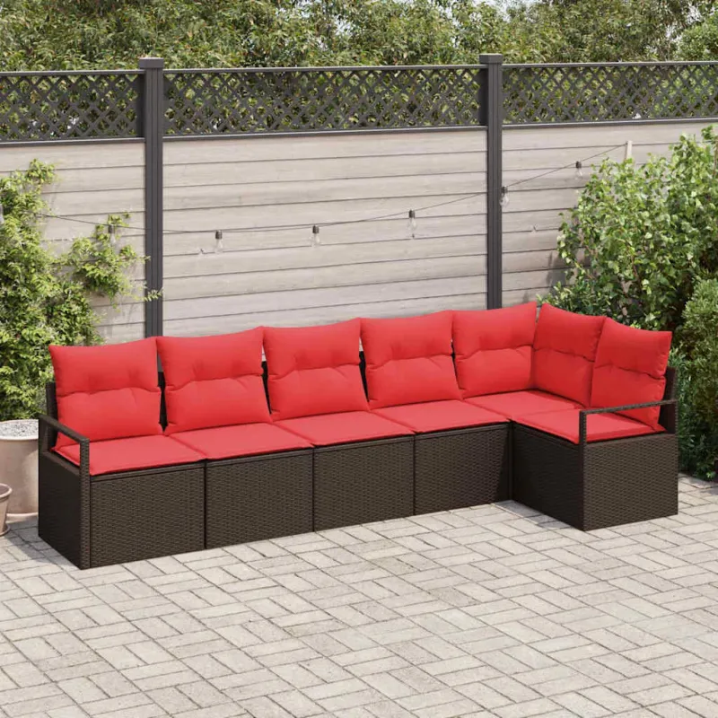 Sofos Kompletti 6 Kpl Ruskea Polyrattana
