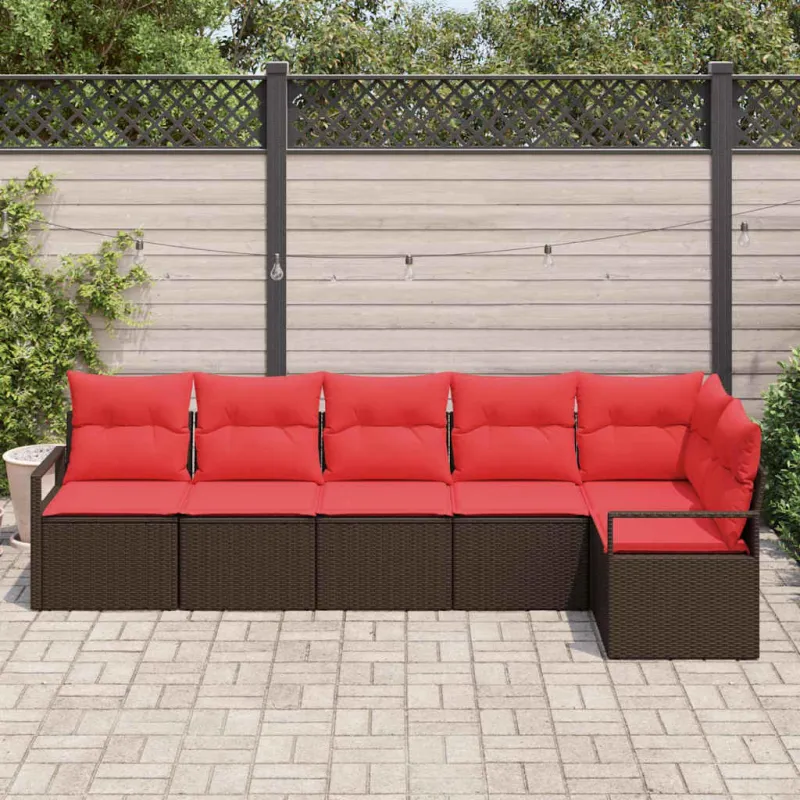 Sofos Kompletti 6 Kpl Ruskea Polyrattana