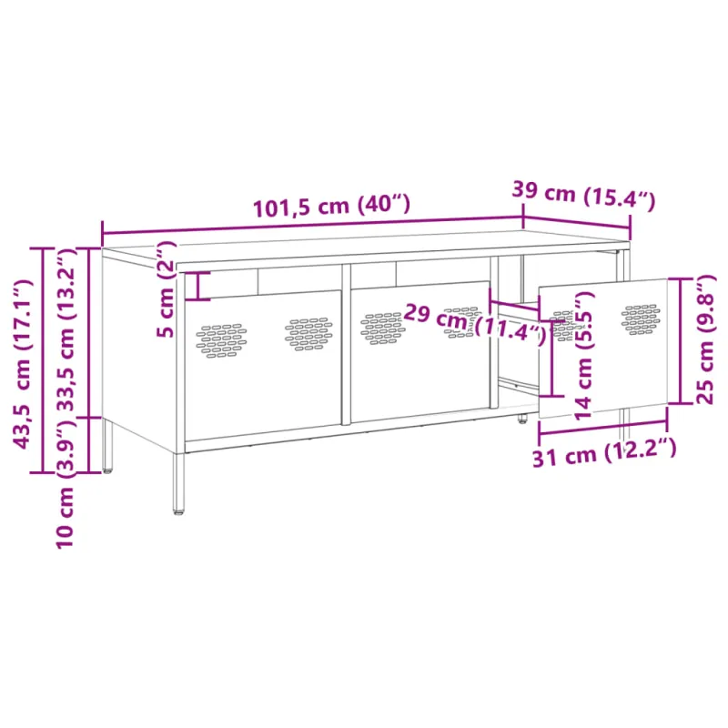 Televizoriaus spintelė, antracito, 101,5x39x43,5cm, plienas