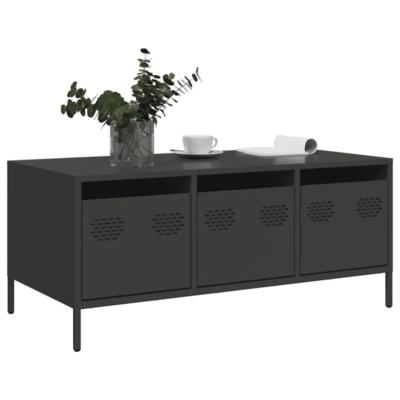 kavos staliukas juodas 101,5x50x43,5cm šaltai valcuotas plienas