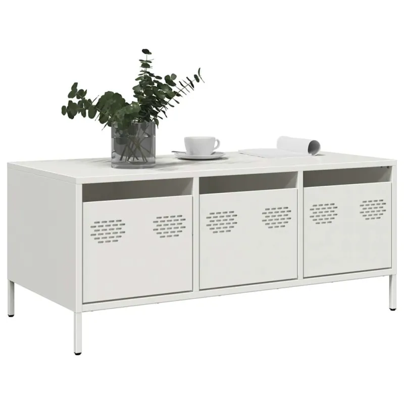 kavos staliukas baltas 101,5x50x43,5cm šaltai valcuotas plienas