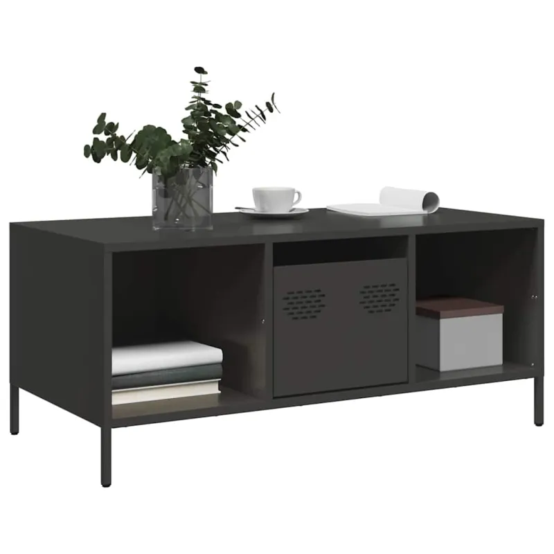 kavos staliukas juodas 101,5x50x43,5cm šaltai valcuotas plienas
