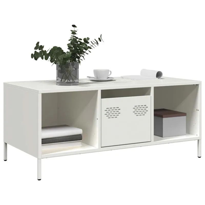 kavos staliukas baltas 101,5x50x43,5cm šaltai valcuotas plienas