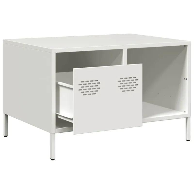 kavos staliukas baltas 68,5x50x43,5 cm šaltai valcuotas plienas