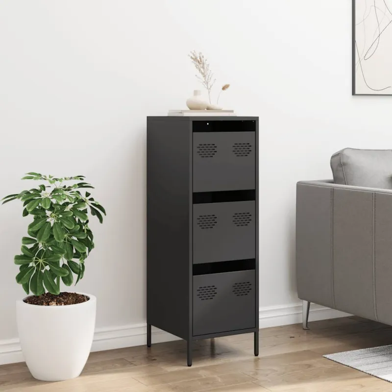 Highboard Black 39x35x103,5 cm Plienas