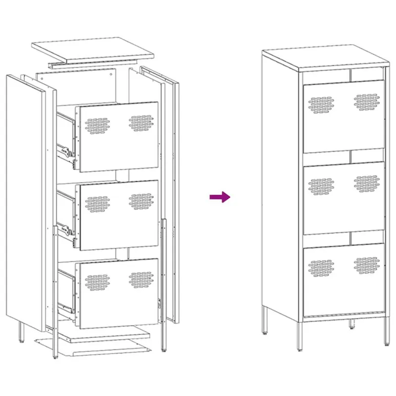 Highboard Black 39x35x103,5 cm Plienas
