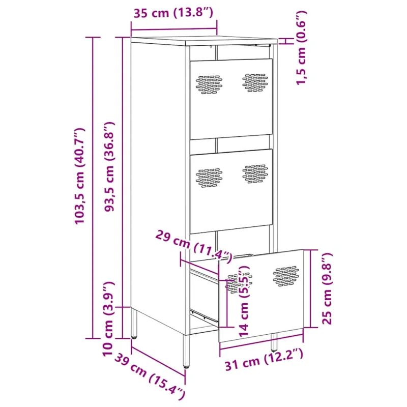 Highboard Pink 39x35x103,5 cm Plienas