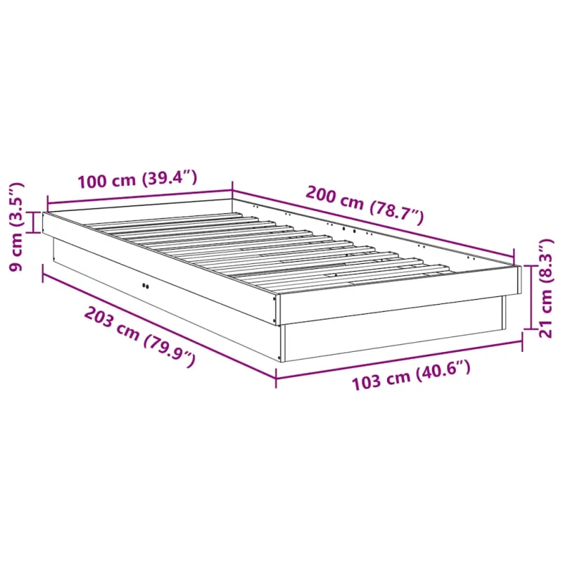 lovos rėmas be čiužinio 100x200 cm ąžuolo masyvo