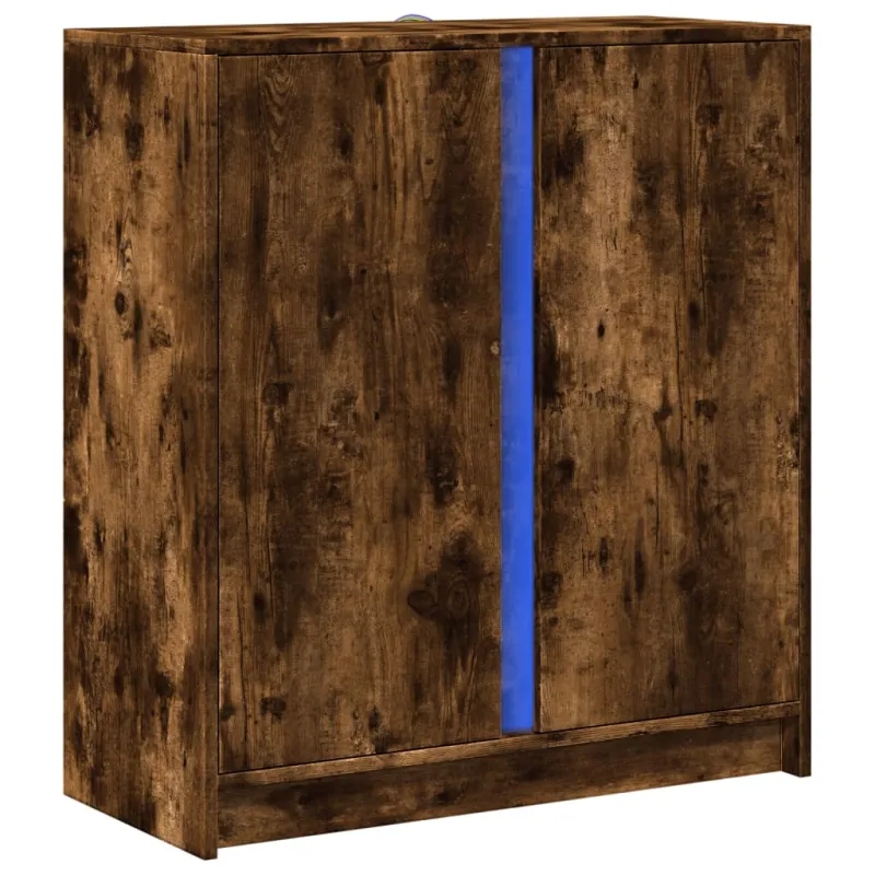 Šoninė spintelė su LED, dūminio ąžuolo, 77x34x85cm, mediena