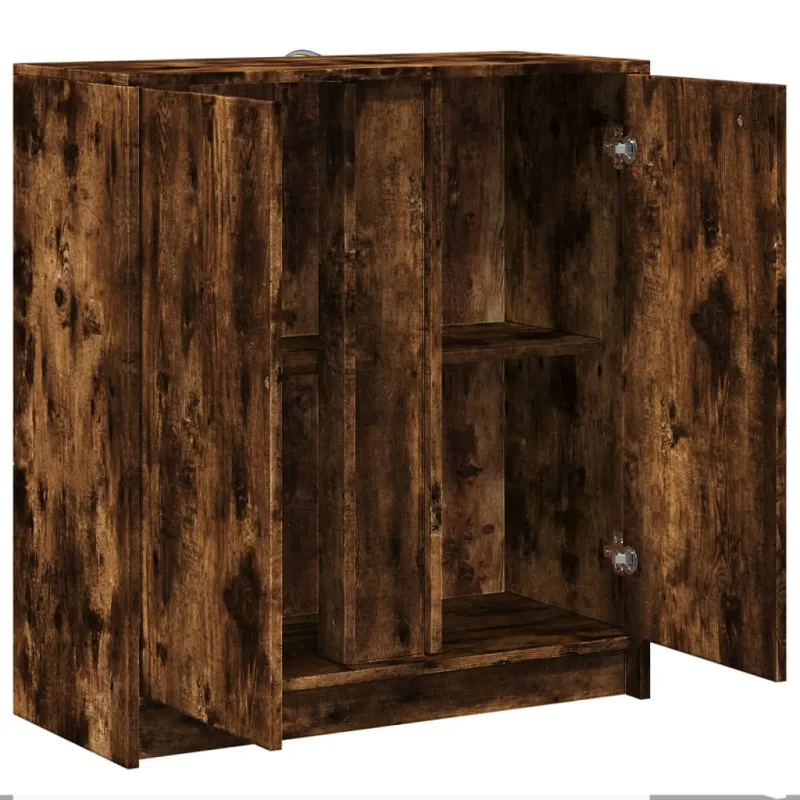 Šoninė spintelė su LED, dūminio ąžuolo, 77x34x85cm, mediena