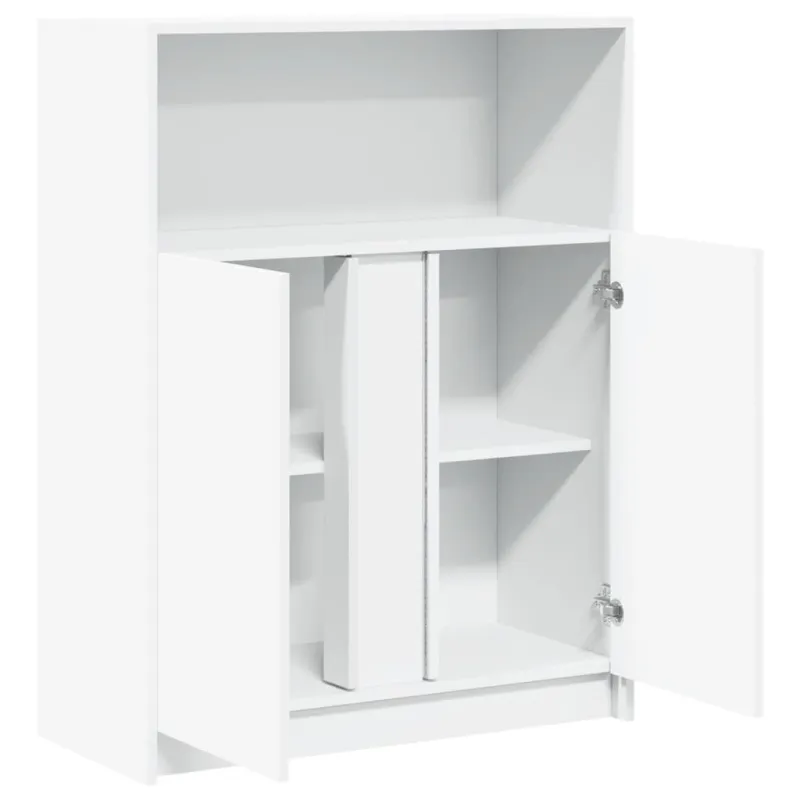 Šoninė spintelė su LED, balta, 77x34x100cm, apdirbta mediena