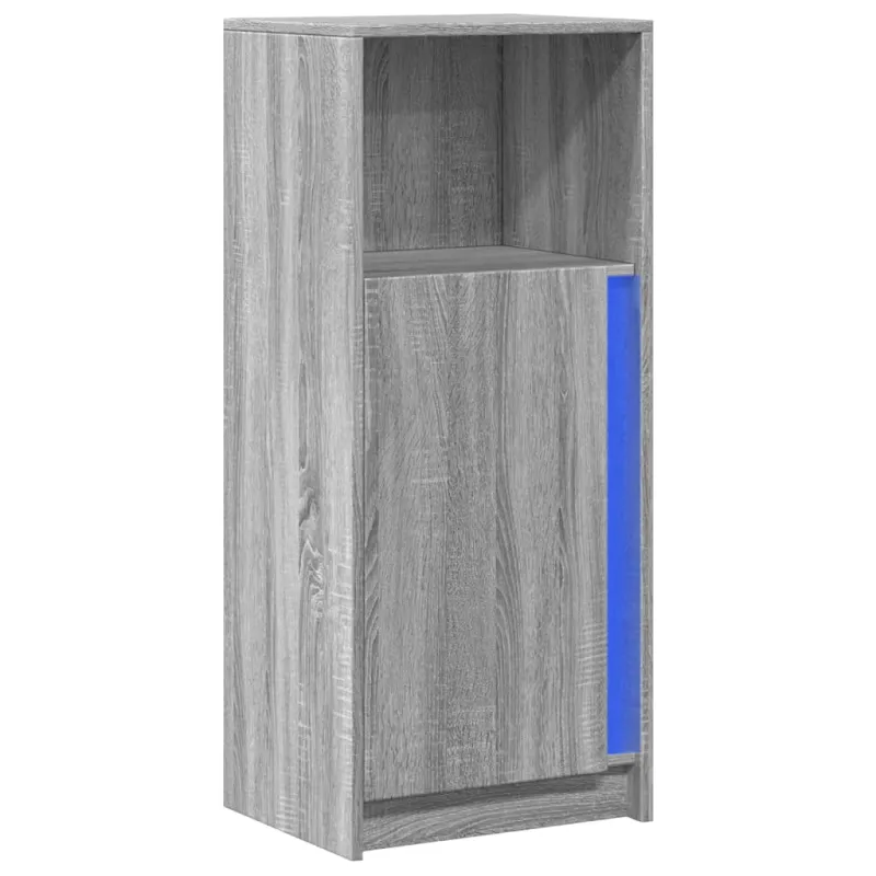 Šoninė spintelė su LED, pilka ąžuolo, 42,5x34x100cm, mediena