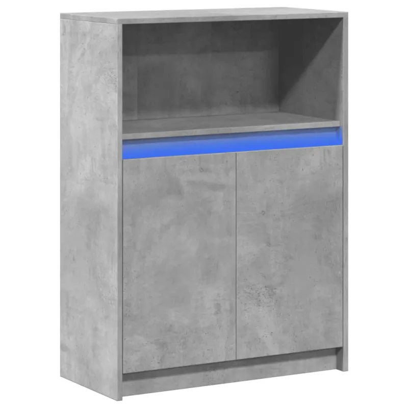 Šoninė spintelė su LED, betono, 72x34x100cm, apdirbta mediena