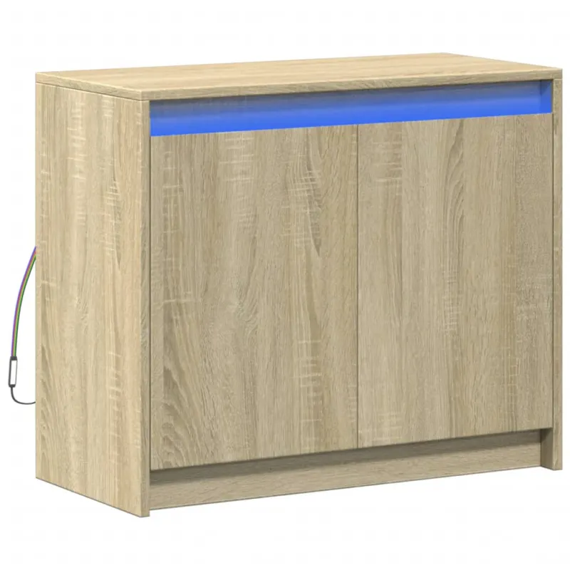 Šoninė spintelė su LED, ąžuolo, 72x34x61cm, apdirbta mediena